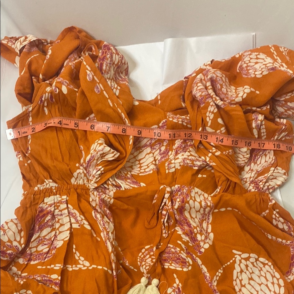 Orange Tie Front Ruffled Blouse - Picture 7 of 8